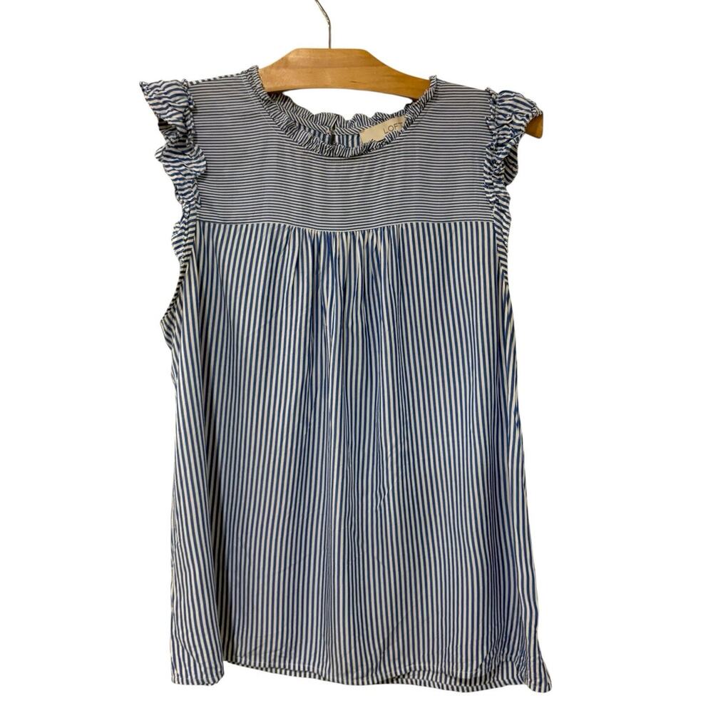 Ann Taylor LOFT | Top Sleeveless Blue White Stripes Preppy- Size Large Petite